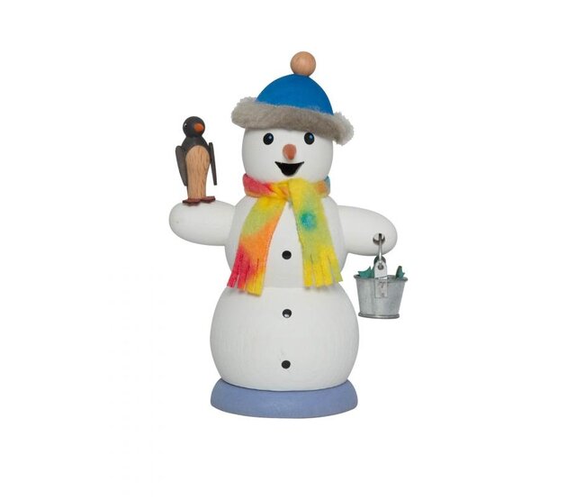 Schneemann mit Pinguin, Räucherfigur aus Holz Schneemann mit Pinguin, Räucherfigur aus Holz