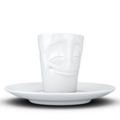 Fiftyeight Espresso-Mug & Unterteller "Vergnügt", Hartporzellan, weiß Fiftyeight Espresso-Mug & Unterteller "Vergnügt", Hartporzellan, weiß