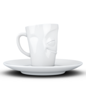 Fiftyeight Espresso-Mug & Unterteller "Vergnügt", Hartporzellan, weiß Fiftyeight Espresso-Mug & Unterteller "Vergnügt", Hartporzellan, weiß