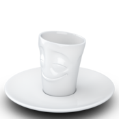 Fiftyeight Espresso-Mug & Unterteller "Vergnügt", Hartporzellan, weiß Fiftyeight Espresso-Mug & Unterteller "Vergnügt", Hartporzellan, weiß