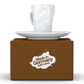 Fiftyeight Espresso-Mug & Unterteller "Vergnügt", Hartporzellan, weiß Fiftyeight Espresso-Mug & Unterteller "Vergnügt", Hartporzellan, weiß