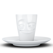 FIFTYEIGHT Espresso-Mug & Unterteller "Verschmitzt", Hartporzellan, weiß FIFTYEIGHT Espresso-Mug & Unterteller "Verschmitzt", Hartporzellan, weiß