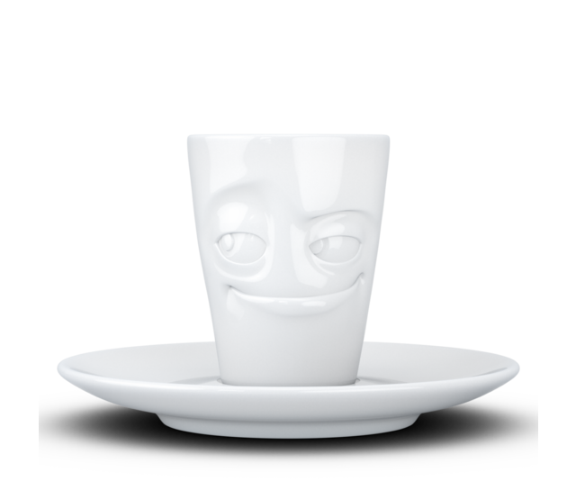 FIFTYEIGHT Espresso-Mug & Unterteller "Verschmitzt", Hartporzellan, weiß FIFTYEIGHT Espresso-Mug & Unterteller "Verschmitzt", Hartporzellan, weiß