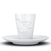 FIFTYEIGHT Espresso-Mug & Unterteller "Verschmitzt", Hartporzellan, weiß FIFTYEIGHT Espresso-Mug & Unterteller "Verschmitzt", Hartporzellan, weiß