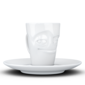 FIFTYEIGHT Espresso-Mug & Unterteller "Verschmitzt", Hartporzellan, weiß FIFTYEIGHT Espresso-Mug & Unterteller "Verschmitzt", Hartporzellan, weiß