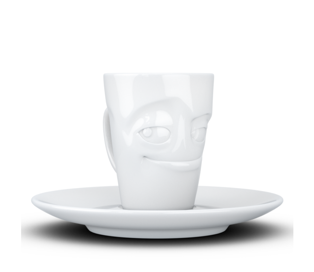 FIFTYEIGHT Espresso-Mug & Unterteller "Verschmitzt", Hartporzellan, weiß FIFTYEIGHT Espresso-Mug & Unterteller "Verschmitzt", Hartporzellan, weiß