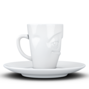 FIFTYEIGHT Espresso-Mug & Unterteller "Verschmitzt", Hartporzellan, weiß FIFTYEIGHT Espresso-Mug & Unterteller "Verschmitzt", Hartporzellan, weiß