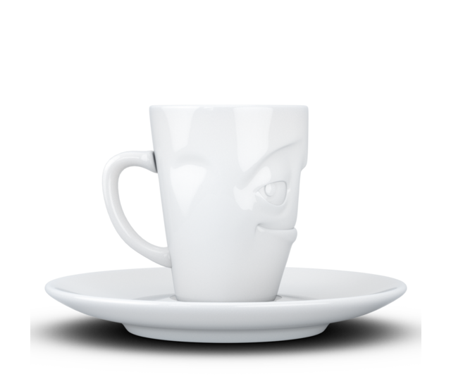 FIFTYEIGHT Espresso-Mug & Unterteller "Verschmitzt", Hartporzellan, weiß FIFTYEIGHT Espresso-Mug & Unterteller "Verschmitzt", Hartporzellan, weiß