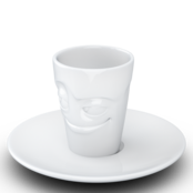 FIFTYEIGHT Espresso-Mug & Unterteller "Verschmitzt", Hartporzellan, weiß FIFTYEIGHT Espresso-Mug & Unterteller "Verschmitzt", Hartporzellan, weiß