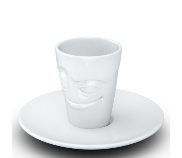 FIFTYEIGHT Espresso-Mug & Unterteller "Verschmitzt", Hartporzellan, weiß FIFTYEIGHT Espresso-Mug & Unterteller "Verschmitzt", Hartporzellan, weiß