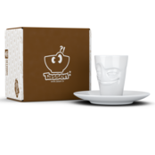 FIFTYEIGHT Espresso-Mug & Unterteller "Verschmitzt", Hartporzellan, weiß FIFTYEIGHT Espresso-Mug & Unterteller "Verschmitzt", Hartporzellan, weiß