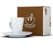 FIFTYEIGHT Espresso-Mug & Unterteller "Verschmitzt", Hartporzellan, weiß FIFTYEIGHT Espresso-Mug & Unterteller "Verschmitzt", Hartporzellan, weiß