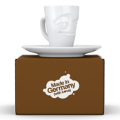 FIFTYEIGHT Espresso-Mug & Unterteller "Verschmitzt", Hartporzellan, weiß FIFTYEIGHT Espresso-Mug & Unterteller "Verschmitzt", Hartporzellan, weiß