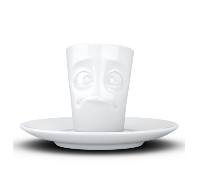 FIFTYEIGHT Espresso-Mug & Unterteller "Verdutzt", Hartporzellan, weiß FIFTYEIGHT Espresso-Mug & Unterteller "Verdutzt", Hartporzellan, weiß