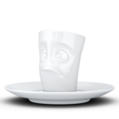 FIFTYEIGHT Espresso-Mug & Unterteller "Verdutzt", Hartporzellan, weiß FIFTYEIGHT Espresso-Mug & Unterteller "Verdutzt", Hartporzellan, weiß