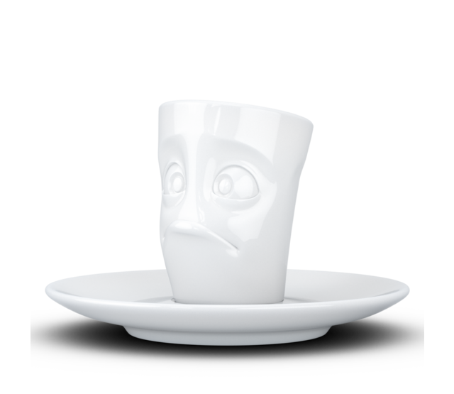 FIFTYEIGHT Espresso-Mug & Unterteller "Verdutzt", Hartporzellan, weiß FIFTYEIGHT Espresso-Mug & Unterteller "Verdutzt", Hartporzellan, weiß