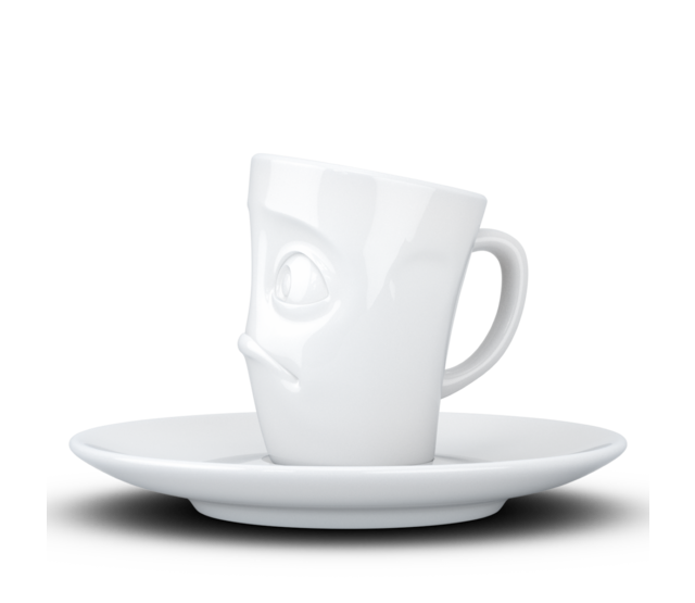 FIFTYEIGHT Espresso-Mug & Unterteller "Verdutzt", Hartporzellan, weiß FIFTYEIGHT Espresso-Mug & Unterteller "Verdutzt", Hartporzellan, weiß