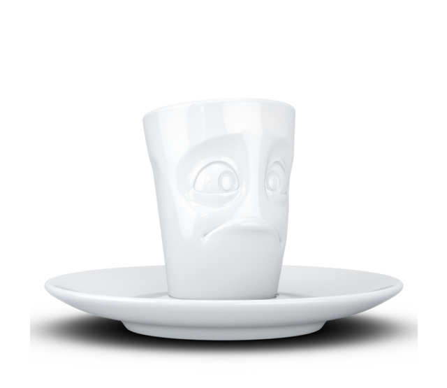 FIFTYEIGHT Espresso-Mug & Unterteller "Verdutzt", Hartporzellan, weiß FIFTYEIGHT Espresso-Mug & Unterteller "Verdutzt", Hartporzellan, weiß