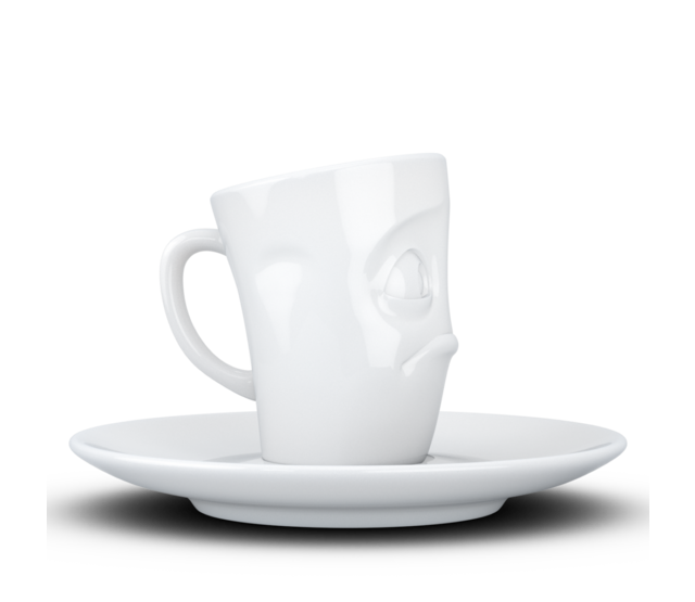 FIFTYEIGHT Espresso-Mug & Unterteller "Verdutzt", Hartporzellan, weiß FIFTYEIGHT Espresso-Mug & Unterteller "Verdutzt", Hartporzellan, weiß