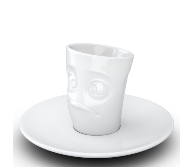 FIFTYEIGHT Espresso-Mug & Unterteller "Verdutzt", Hartporzellan, weiß FIFTYEIGHT Espresso-Mug & Unterteller "Verdutzt", Hartporzellan, weiß