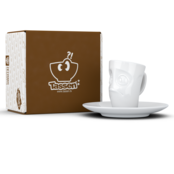 FIFTYEIGHT Espresso-Mug & Unterteller "Verdutzt", Hartporzellan, weiß FIFTYEIGHT Espresso-Mug & Unterteller "Verdutzt", Hartporzellan, weiß