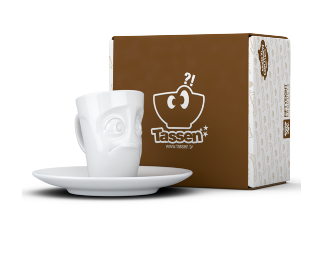 FIFTYEIGHT Espresso-Mug & Unterteller "Verdutzt", Hartporzellan, weiß FIFTYEIGHT Espresso-Mug & Unterteller "Verdutzt", Hartporzellan, weiß