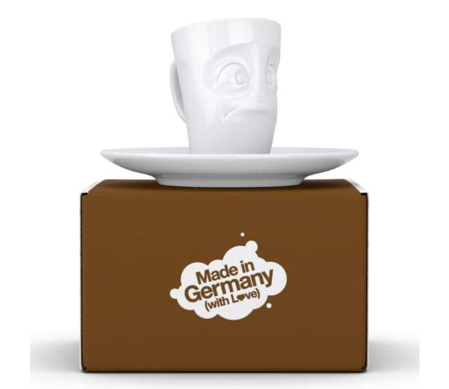 FIFTYEIGHT Espresso-Mug & Unterteller "Verdutzt", Hartporzellan, weiß FIFTYEIGHT Espresso-Mug & Unterteller "Verdutzt", Hartporzellan, weiß