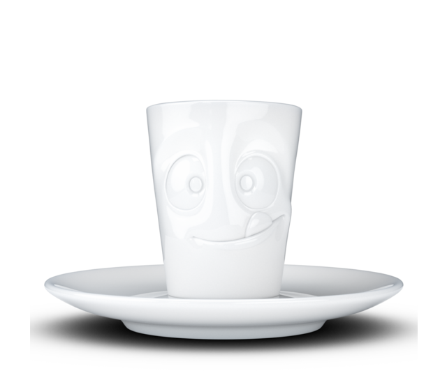 FIFTYEIGHT Espresso-Mug & Unterteller "Lecker", Hartporzellan, weiß FIFTYEIGHT Espresso-Mug & Unterteller "Lecker", Hartporzellan, weiß