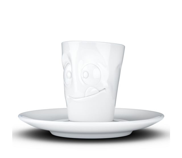 FIFTYEIGHT Espresso-Mug & Unterteller "Lecker", Hartporzellan, weiß FIFTYEIGHT Espresso-Mug & Unterteller "Lecker", Hartporzellan, weiß