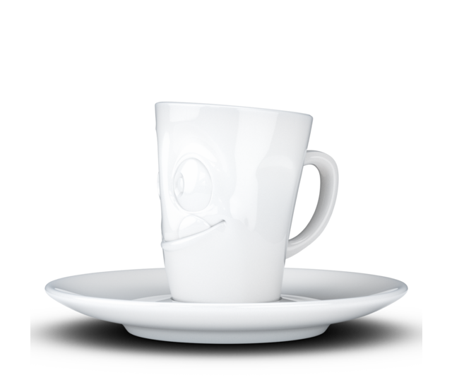 FIFTYEIGHT Espresso-Mug & Unterteller "Lecker", Hartporzellan, weiß FIFTYEIGHT Espresso-Mug & Unterteller "Lecker", Hartporzellan, weiß