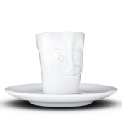 FIFTYEIGHT Espresso-Mug & Unterteller "Lecker", Hartporzellan, weiß FIFTYEIGHT Espresso-Mug & Unterteller "Lecker", Hartporzellan, weiß