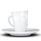 FIFTYEIGHT Espresso-Mug & Unterteller "Lecker", Hartporzellan, weiß FIFTYEIGHT Espresso-Mug & Unterteller "Lecker", Hartporzellan, weiß