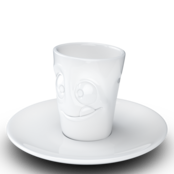 FIFTYEIGHT Espresso-Mug & Unterteller "Lecker", Hartporzellan, weiß FIFTYEIGHT Espresso-Mug & Unterteller "Lecker", Hartporzellan, weiß