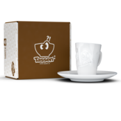 FIFTYEIGHT Espresso-Mug & Unterteller "Lecker", Hartporzellan, weiß FIFTYEIGHT Espresso-Mug & Unterteller "Lecker", Hartporzellan, weiß