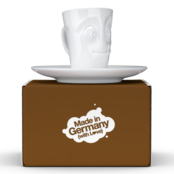 FIFTYEIGHT Espresso-Mug & Unterteller "Lecker", Hartporzellan, weiß FIFTYEIGHT Espresso-Mug & Unterteller "Lecker", Hartporzellan, weiß