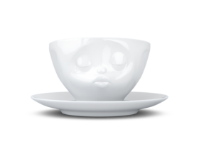 Kaffee-Tasse & Unterteller "Küssend"