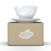 Kaffee-Tasse & Unterteller "Küssend", Hartporzellan, weiß Kaffee-Tasse & Unterteller "Küssend", Hartporzellan, weiß