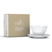 Kaffee-Tasse & Unterteller "Küssend", Hartporzellan, weiß Kaffee-Tasse & Unterteller "Küssend", Hartporzellan, weiß