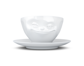 Kaffee-Tasse & Unterteller "Grinsend"