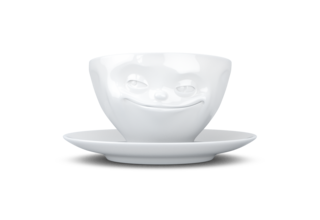 Kaffee-Tasse & Unterteller "Grinsend"