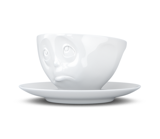 Kaffee-Tasse & Unterteller "Och bitte", Hartporzellan, weiß Kaffee-Tasse & Unterteller "Och bitte", Hartporzellan, weiß