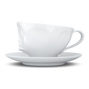 Kaffee-Tasse & Unterteller "Och bitte", Hartporzellan, weiß Kaffee-Tasse & Unterteller "Och bitte", Hartporzellan, weiß