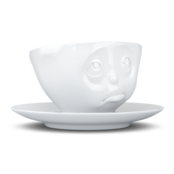 Kaffee-Tasse & Unterteller "Och bitte", Hartporzellan, weiß Kaffee-Tasse & Unterteller "Och bitte", Hartporzellan, weiß