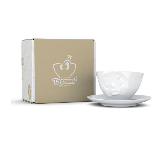 Kaffee-Tasse & Unterteller "Och bitte", Hartporzellan, weiß Kaffee-Tasse & Unterteller "Och bitte", Hartporzellan, weiß