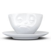 Kaffee-Tasse & Unterteller "Verpennt", Hartporzellan, weiß Kaffee-Tasse & Unterteller "Verpennt", Hartporzellan, weiß