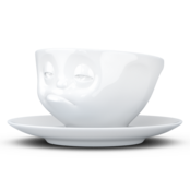 Kaffee-Tasse & Unterteller "Verpennt", Hartporzellan, weiß Kaffee-Tasse & Unterteller "Verpennt", Hartporzellan, weiß