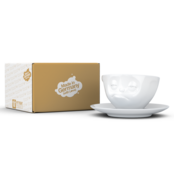 Kaffee-Tasse & Unterteller "Verpennt", Hartporzellan, weiß Kaffee-Tasse & Unterteller "Verpennt", Hartporzellan, weiß