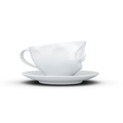 Kaffee-Tasse & Unterteller "Lachend", Hartporzellan, weiß Kaffee-Tasse & Unterteller "Lachend", Hartporzellan, weiß