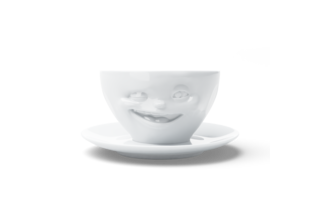 Kaffee-Tasse & Unterteller "Zwinkernd"