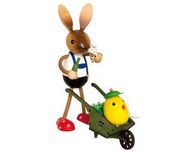 Langbein-Hase mit Schubkarre + Küken